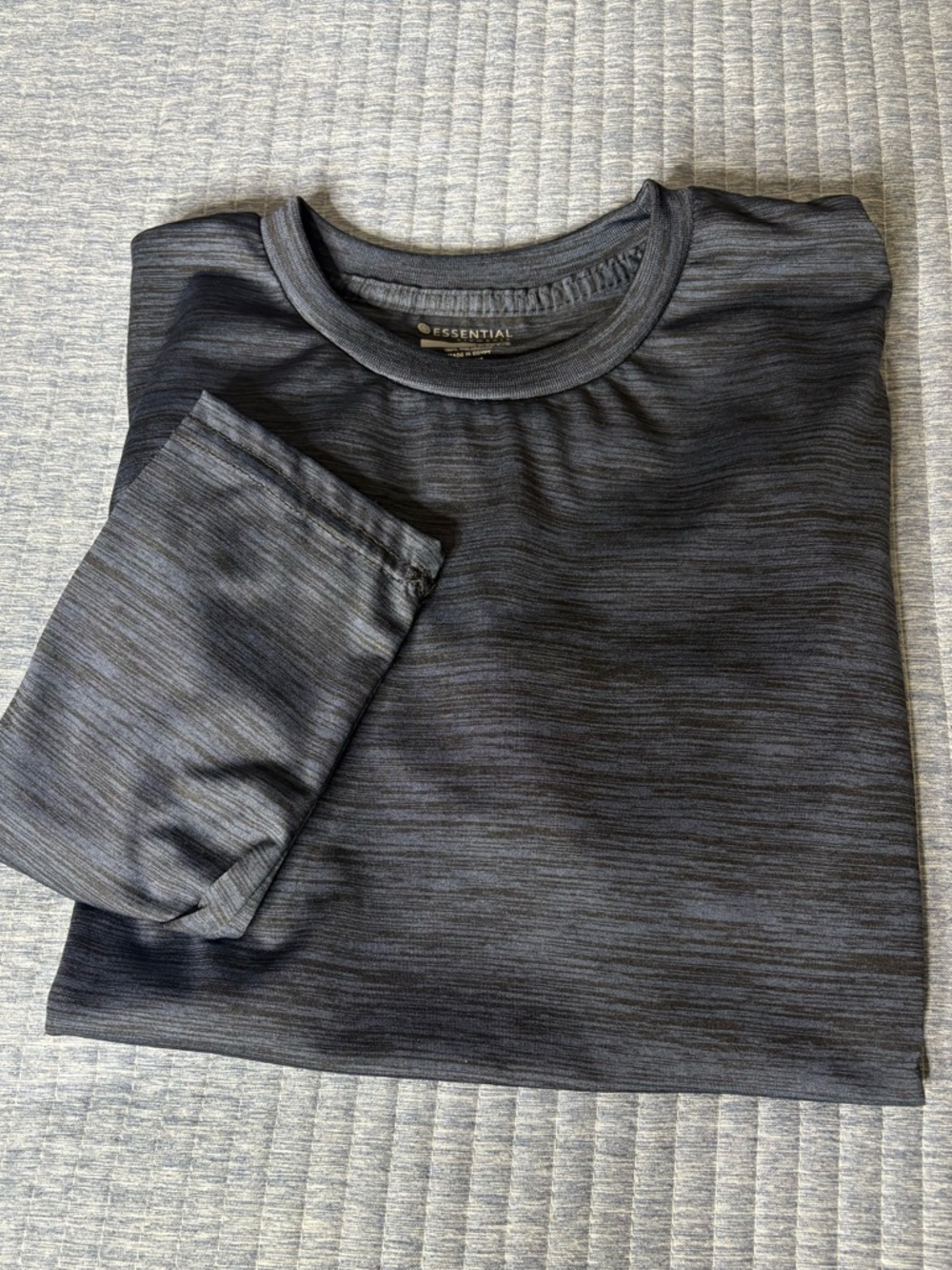 Essentials Navy Space-Dye Long Sleeve Crew with Black Side Panels